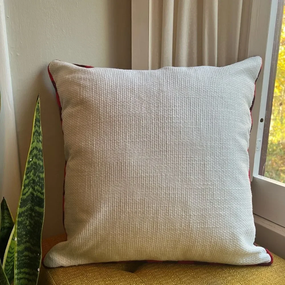 NEW Set of TWO Embroidered Buffalo Plaid Christmas Holiday Throw Pillow Covers - Picture 6 of 9